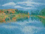 Desmond Carrick, The River Marne, Near Epernay, Oil on board