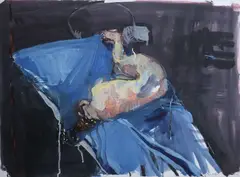 Nick Miller, Woman With Heater, Watercolour and ink