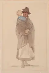 Dubliner - Mother And Baby by Michael Healy, Watercolour, sold Mar 2025