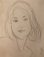 Head Of Vivien/ Study Of Brend Dean Paul (Verso) by Augustus John, Pencil, sold Mar 2025