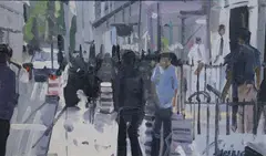 Harcourt Street by John Morris, Oil on board, sold Mar 2025