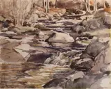 Tom Nisbet, Autumn Stream, Watercolour