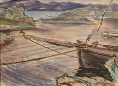Alicia Boyle, Moored Boat, Watercolour