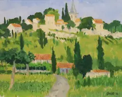 Brett McEntagart, Rural Village, France, Oil on board