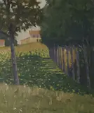 Brett McEntagart, The Avenue Of Trees, France, Oil on board