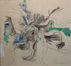 Barrie Cooke, Study Under Root, 1981, Charcoal and acrylic