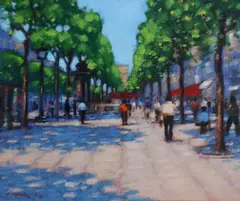 John Mackie, Towards The Arc De Triomphe Paris, Oil on canvas
