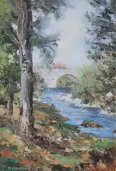 Deirdre O'Donnell, Rural Scene, Oil on board