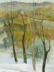 Barbara Warren, Autumn Landscape, Oil on canvas board