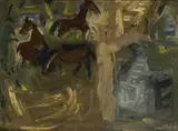 Nano Reid, Horses Among Ruins, Oil on board