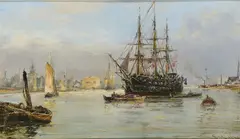 Edwin Hayes, St. Vincent, Portsmouth Harbour, Oil on panel