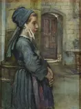 Harry Scully, Breton Girl In A Church, (1896) Watercolour