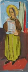 Elizabeth Rivers, Saint With Scroll, Oil on board