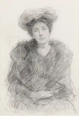 John Butler Yeats, Portrait Of Susan Mitchell, Pencil
