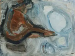 Nano Reid, FIGURES AND STONES by THE SEA, 1976 Gouache