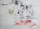 Micheal Farrell, Dublin - Temple Bar, Watercolour and ink on paper