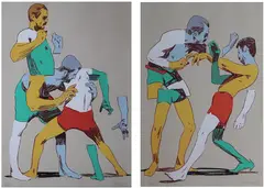Aryz, Nosotros Contra Nosotros Diptych, Hand pulled 7 colour silkscreen print