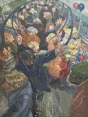 John C. Brobbel, London Underground, Oil on canvas