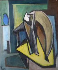 Gilbert Thevenot, Blue Vase, Oil on cardboard