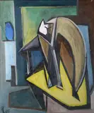 Gilbert Thevenot, Blue Vase, Oil on cardboard