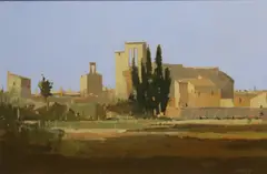 Martin Mooney, Spanish Village, Oil on panel
