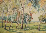 Harry Kernoff, Autumn Day, Phoenix Park, Dublin, Watercolour