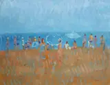 On The Beach by Desmond Carrick, Oil on board, sold Oct 2024