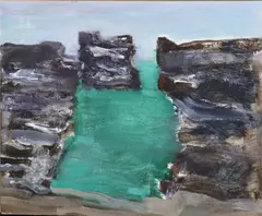 Study For Punajkaiki Rocks by Barrie Cooke, 2003, Oil on board, sold Oct 2024