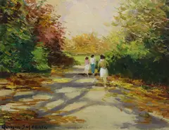 A Walk In The Park by Norman J. McCaig, Oil on board, sold Oct 2024