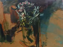 Michael Cullen, Still Life With Jar And Wild Flowers, Oil on board