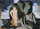 David Clarke, Figure In Landscape, Oil on paper laid on board