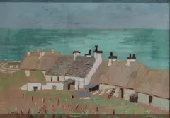 Rural Cottages Overlooking The Sea by Letitia Marion Hamilton, Oil on canvas, sold May 2024
