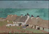 Letitia Marion Hamilton, Rural Cottages Overlooking The Sea, Oil on canvas