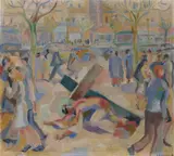 Father Jack P. Hanlon, Christ Falls For The First Time, Oil on canvas