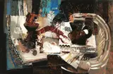 George Campbell, Still Life With Crayfish, Oil on board