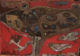 Gerard Dillon, Birds Watching, Oil and sand on board