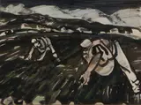 George Campbell, Picking Potatoes, Gouache