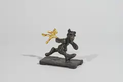 Bear With Teddy by Patrick O'Reilly, Bronze with gold leaf, sold May 2024