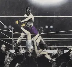 Micheal Farrell, The Great Fight, Acrylic