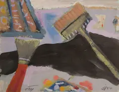 Work Table - Porthmeor Studio by Tony O'Malley, 1978, Gouache, sold Apr 2024