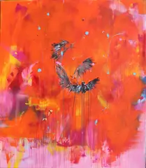 Tag Beckett, ://About Blank, Acrylic and spray paint on canvas