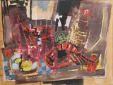 George Campbell, Still Life With Lobster, Mixed media on board