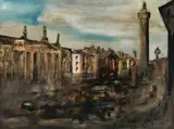 Seamus O'Colmain, O'Connell Street With Nelson's Pillar And The Gpo, Oil on board