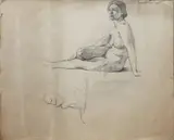 Mainie Jellett, Seated Nude, Upright, Pencil