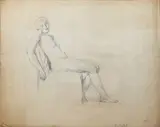 Mainie Jellett, Seated Nude, Reclining, Pencil