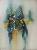 Gerald Davis, Old Friends Meet, 1988, Oil on board