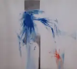 John Kelly, Blue Image With Red, Watercolour