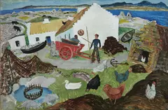 Gerard Dillon, The Fishermans Cottage, Oil on board