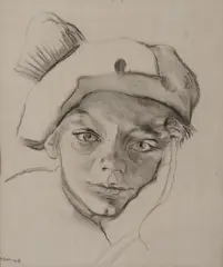 Seán Keating, Head Of A Boy, Charcoal