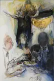 Manar Al Shouha, Dinner At The Arts Club, Mixed media on canvas